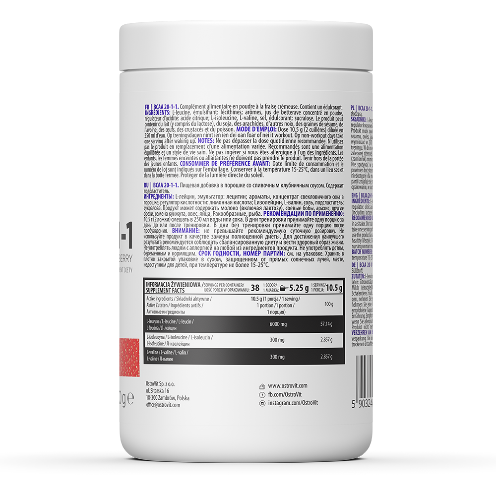 OstroVit BCAA 20-1-1 400 g, Kreemjas Maasikas