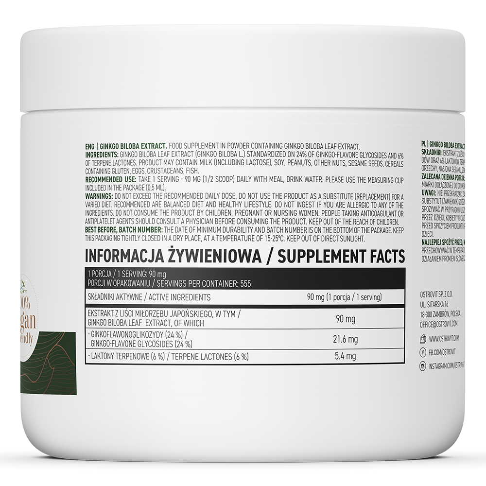 OstroVit Ginkgo Biloba ekstrakt 50 g