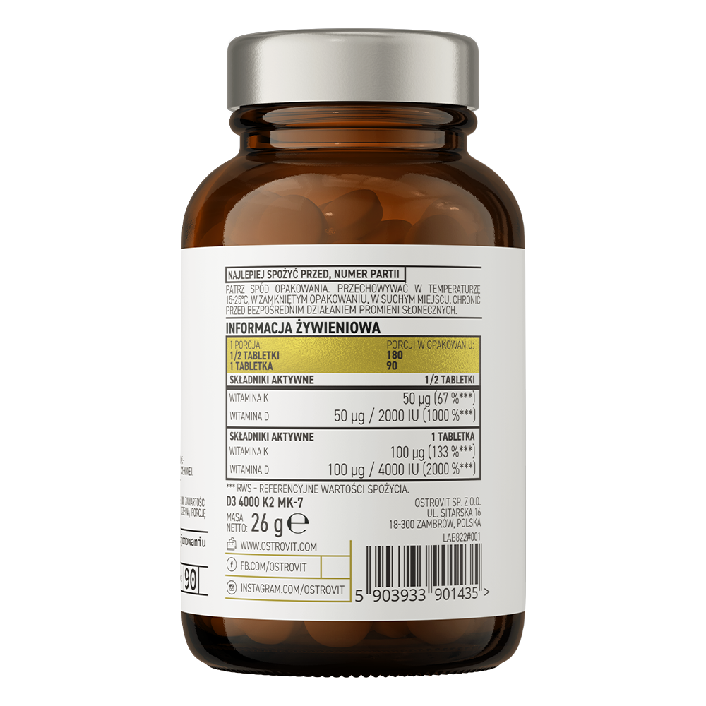 OstroVit Pharma D3 4000 IU + K2 MK-7 90 tablets