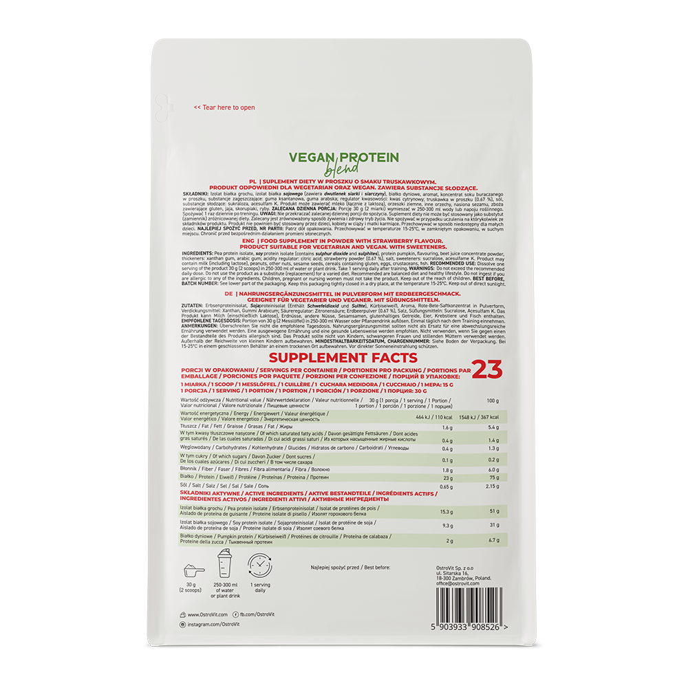 OstroVit Vegan Protein Blend 700 г, Клубничный