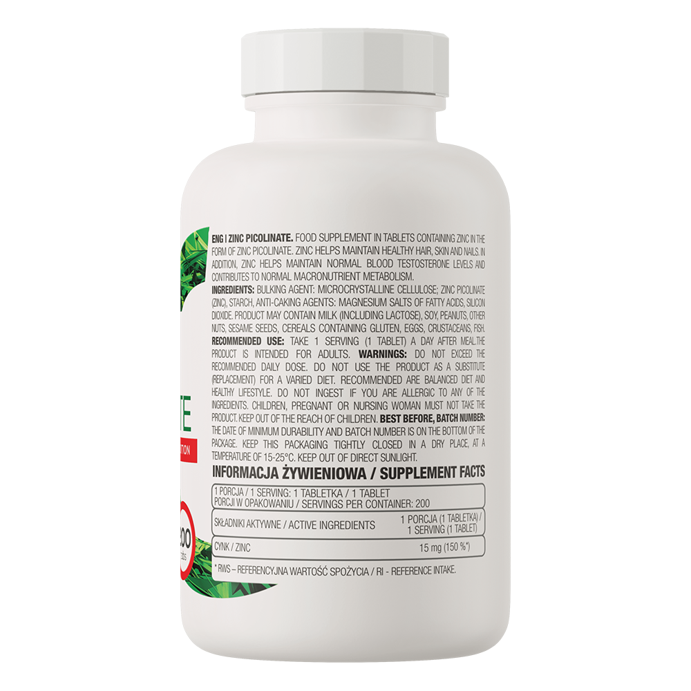 OstroVit Zinc Picolinate 200 tabs PIIRATUD VÄLJAANNE