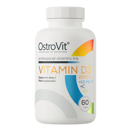 Vitamin D3 2000 IU + K2 MK-7 + C + Zinc 60 capsules