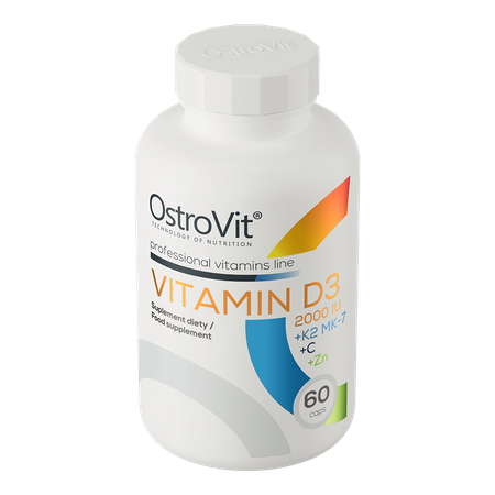 Vitamin D3 2000 IU + K2 MK-7 + C + Zinc 60 capsules