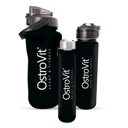 OstroVit Water Bottles 2000 ml + 900 ml + 500 ml, Black - (DISCOUNT - wrong ml measure)