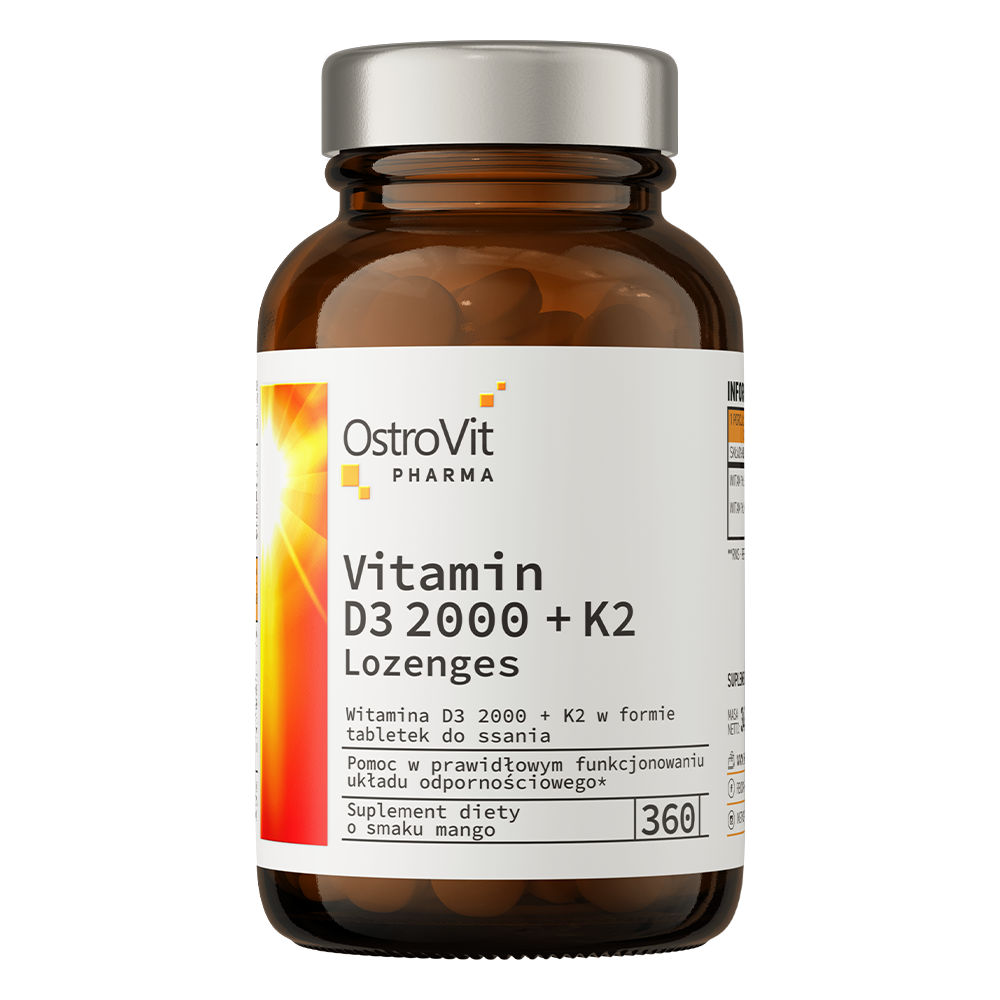 OstroVit Pharma Vitamin D3 2000 IU + K2 lozenges 360 tablets, Mango