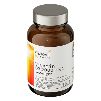 OstroVit Pharma Vitamin D3 2000 IU + K2 lozenges 360 tablets, Mango