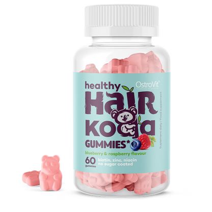 OstroVit Healthy Hair, Koala, Gummies 60 pcs, Blueberry Raspberry