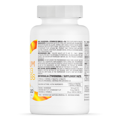 OstroVit Magneesium + Vitamiin D3 2000 IU + B6 120 tabletti