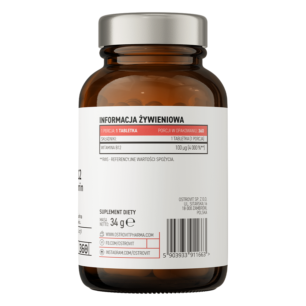 OstroVit Pharma Vitamin B12 360 lozenges, Peach