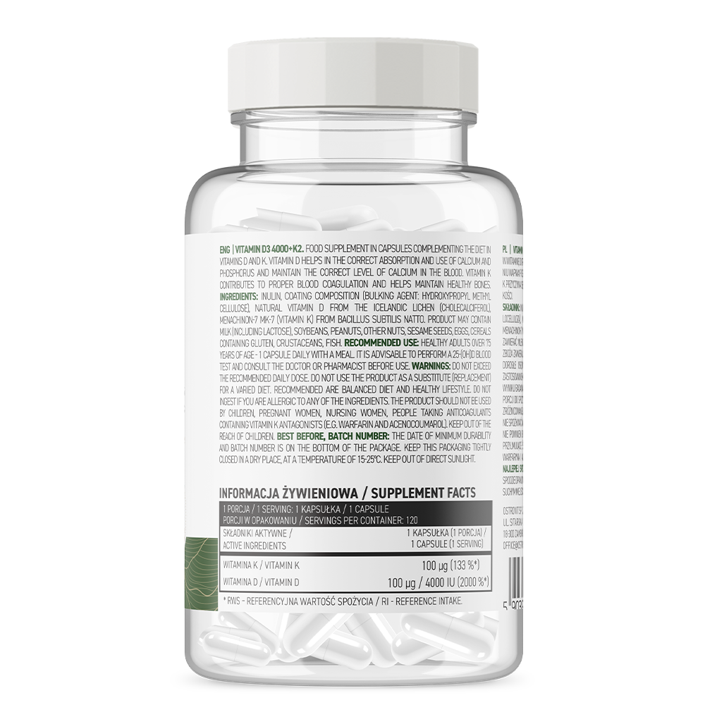 OstroVit Витамин D3 4000 + K2 VEGE 120 капсул