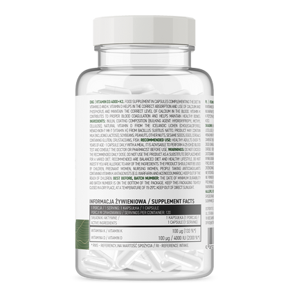 OstroVit Vitamin D3 4000 + K2 VEGE 120 capsules
