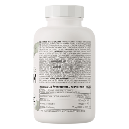 OstroVit Vitamin D3 + K2 + Calcium 90 tablets