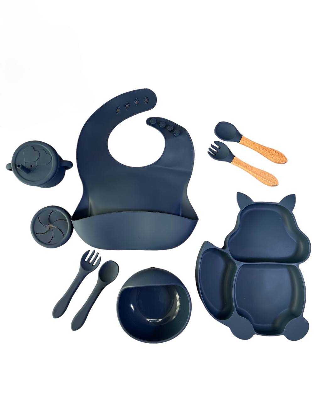 Silicone Dinnerware Set of 8 Pieces "Squirrel" - Blue